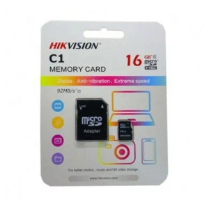 Карта памяти MicroSD 16Гб Hikvision HS-TF-C1(STD)/16G/Adapter + adapter SD