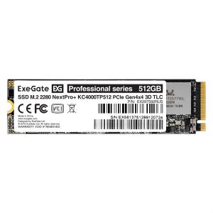 Накопитель SSD 512Гб ExeGate NextPro+ KC4000TP512 PCIe Gen4x4, NVMe, 22x80mm, 3D TLC