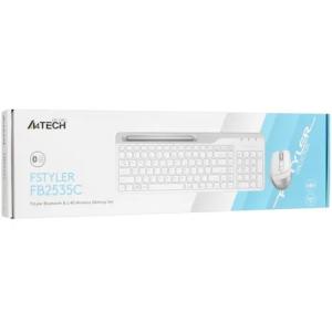 Беспроводная клавиатура и мышь A4Tech FB2535C белый/серый USB Bluetooth