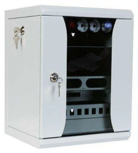 Шкаф настенный ЦМО (ШРН-8.255-10) 8U 320x305мм пер.дв.стекл серый 255мм 8.1кг 180град