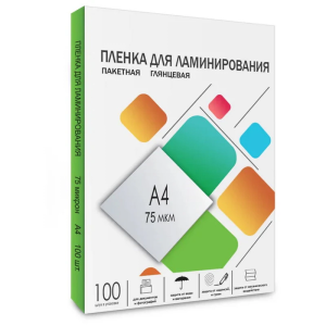 Пленка А4 75мкм 100л для ламинатора Гелеос LPA4-75
