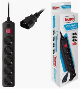 Сетевой фильтр Buro 500SH-1.8-UPS-B 1.8м (5 розеток) черный  для подключения к ИБП (UPS) 