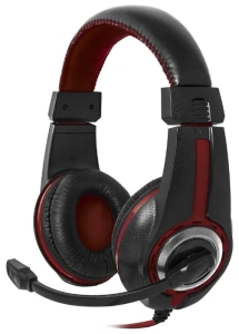наушники с микрофоном defender warhead g-185 черный+красный 2 м. разъем 3,5мм