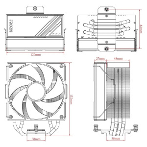 кулер id-cooling frozn a410 argb soc-am5 am4 1151 1200 1700 белый 220w 4-pin 500 - 2000 об/мин; 29.9