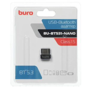 устройство связи bluetooth buro bu-bt531-nano bt5.3+edr class 1.5 20м черный