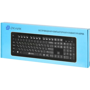 клавиатура oklick 870s черный usb беспроводная slim multimedia 368218
