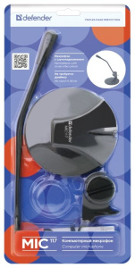 микрофон defender mic-117 серый, кабель 1,5 м