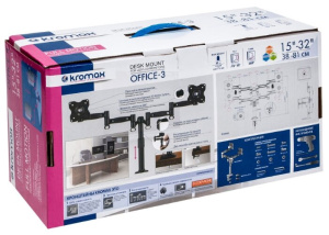 настольный наклонно-поворотный кронштейн kromax office-3 черный для 2-х мониторов lcd 15"-32", насто