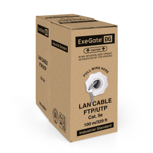 кабель exegate utp4-c5e-cca-s24-in-pvc-gy-100 utp 4 пары кат.5e cca, 0.5мм (24awg), 100м, серый, pvc
