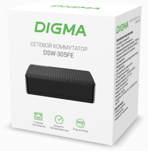 коммутатор digma dsw-305fe 5x100mb 5 портовый