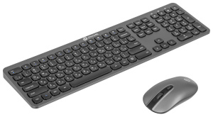 беспроводная клавиатура и мышь oklick 300m серый/черный usb slim (1488402)
