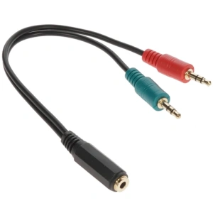 кабель переходник gembird cca-418, джек3.5 4pin->джек3.5 стерео + 3.5 микрофон моно, длина 20см, чер