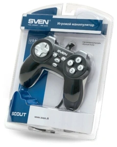 геймпад sven scout (sv-063004) ,провод., 12 клавиш, d-pad 8-позиционный