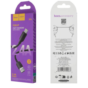 кабель hoco x96 hyper ip usb (m)-lightning (m) 1м черный коробка