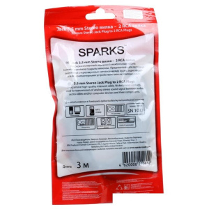 кабель audio стерео 3,5mm джек(m) - 2rca(m) 3m sparks sn1037