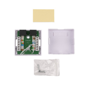 розетка компьютерная настенная  rj-45 5 кат. двойная wr-ws-8p8c-c5e-2