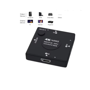 переключатель hdmi switch 3in - 1out  с выбором сигнала от трех устройств) компактный поддержка 4k 