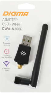 wi-fi адаптер digma dwa-n300e n300 usb 2.0 внешняя антенна