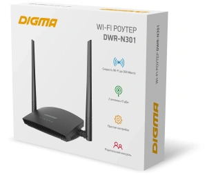 wi-fi роутер digma dwr-n301 2 антенны 4xlan 2.4ггц