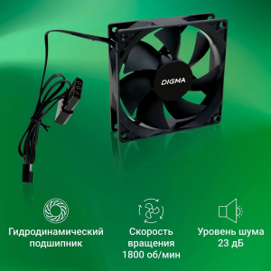 вентилятор digma dfan-90 90x90x25 черный 3-pin 4-pin (molex)23db 82gr ret