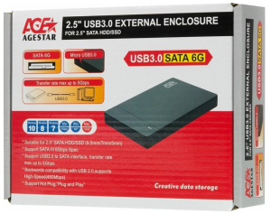 мобил рек внешний hdd sata 2,5" usb 3.0 agestar 3ub2p3 черный