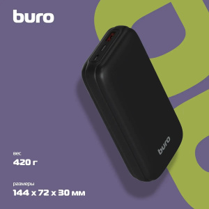 внешний аккумулятор buro bp20a 20000mah 10w 2a usb-a черный (bp20a10pbk)