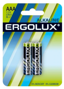 Батарейка Ergolux Alkaline LR03 BL-2 AAA 1250mAh (2шт) блистер 11743