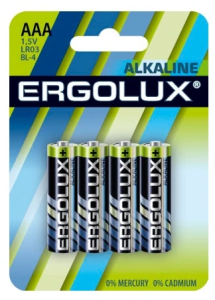 Батарейка Ergolux Alkaline LR03-BL4 AAA 1250mAh (4шт) блистер 11744