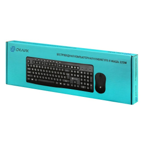 беспроводная клавиатура и мышь oklick 225m черный usb multimedia (1454537)