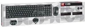 беспроводная клавиатура и мышь defender c-915 ru, радио, черный, полноразмерный